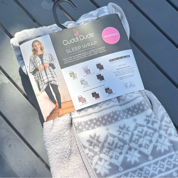 NEW Cuddl Duds - Reversible Sleep Wrap Blanket Shawl (L/XL), Grey & White - Picture 1 of 5